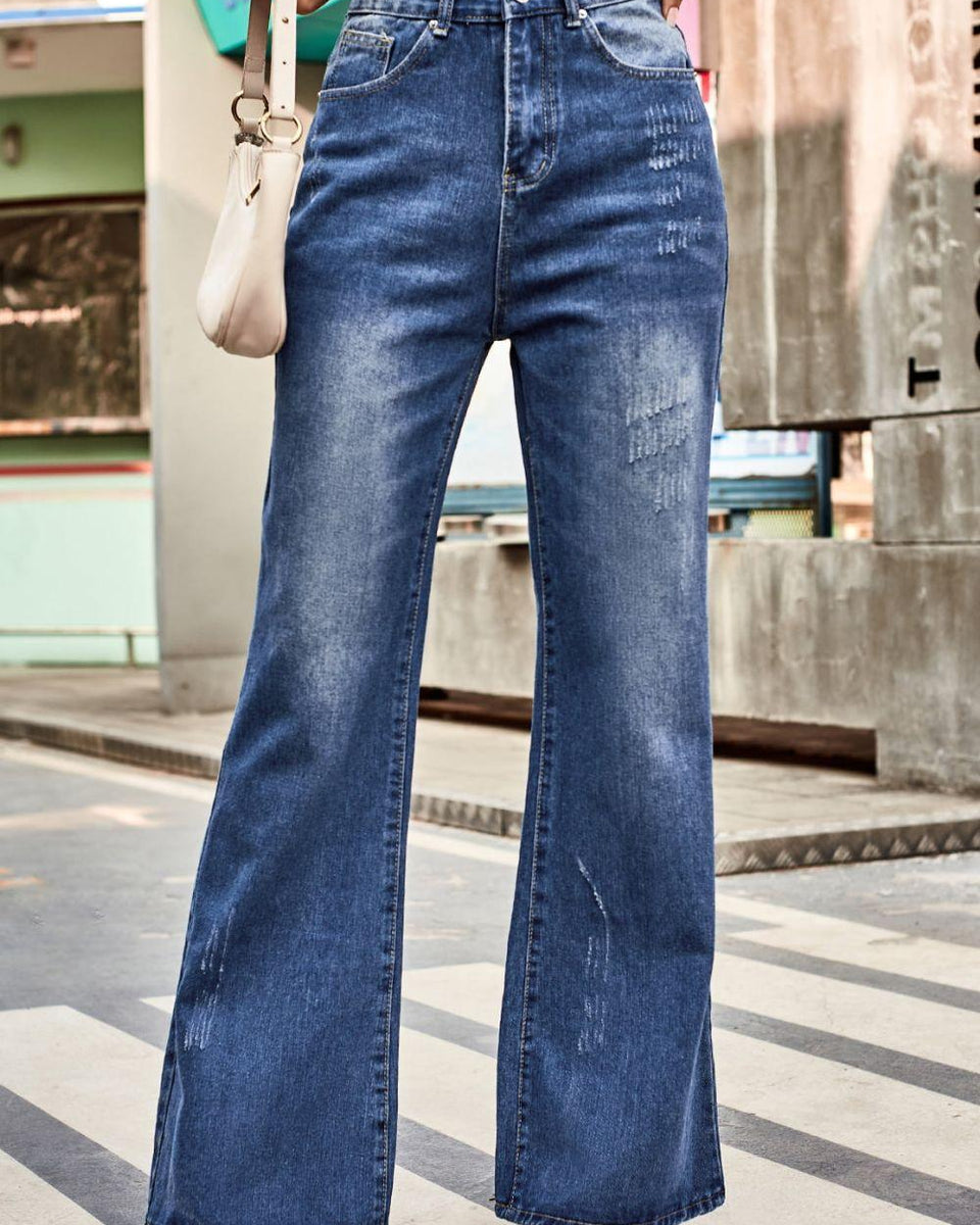 Buttoned Loose Fit Jeans with Pockets - Crazy Like a Daisy Boutique