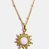 Opal Sun Pendant Stainless Steel Necklace - Crazy Like a Daisy Boutique #