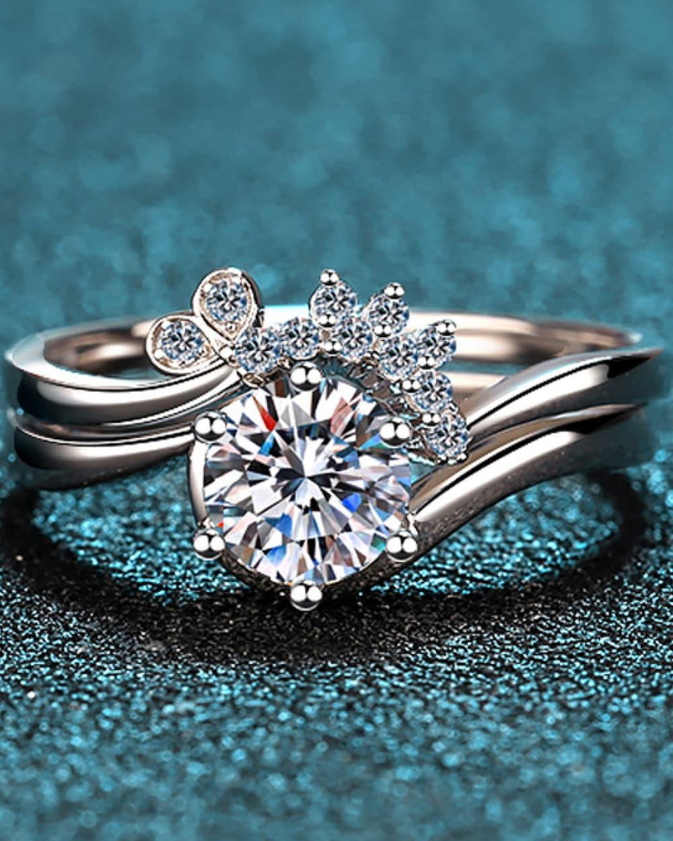 Moissanite Rhodium-Plated Two-Piece Ring Set - Crazy Like a Daisy Boutique