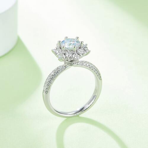 1 Carat Moissanite 925 Sterling Silver Flower Shape Ring - Crazy Like a Daisy Boutique #