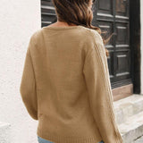 Ribbed Scoop Neck Long Sleeve Pullover Sweater - Crazy Like a Daisy Boutique