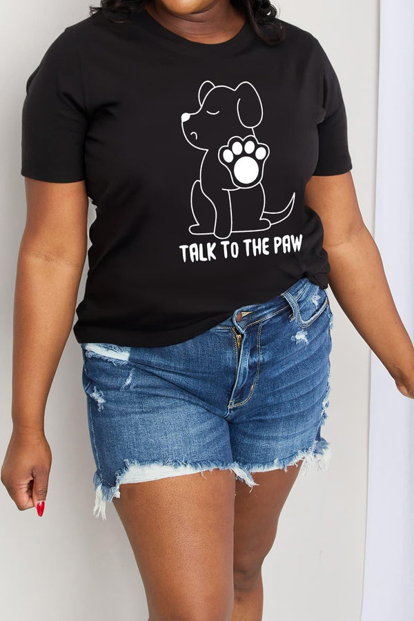 Simply Love Full Size TALK TO THE PAW Graphic Cotton Tee - Crazy Like a Daisy Boutique #