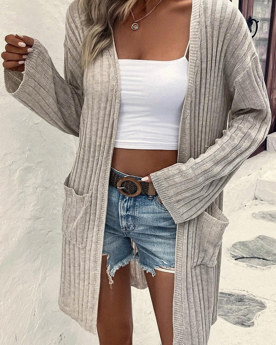 Open Front Dropped Shoulder Longline Cardigan - Crazy Like a Daisy Boutique