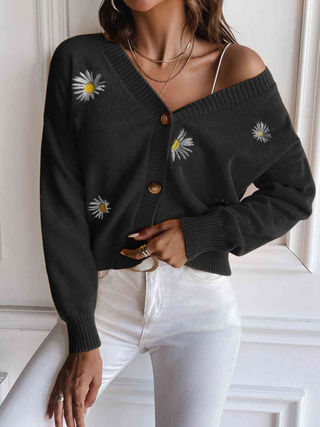Floral Button Up Cardigan - Crazy Like a Daisy Boutique #