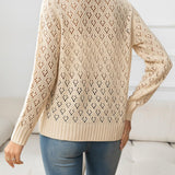 Openwork V-Neck Buttoned Knit Top - Crazy Like a Daisy Boutique