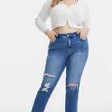 BAYEAS Full Size High Waist Distressed Cat's Whiskers Straight Jeans - Crazy Like a Daisy Boutique #