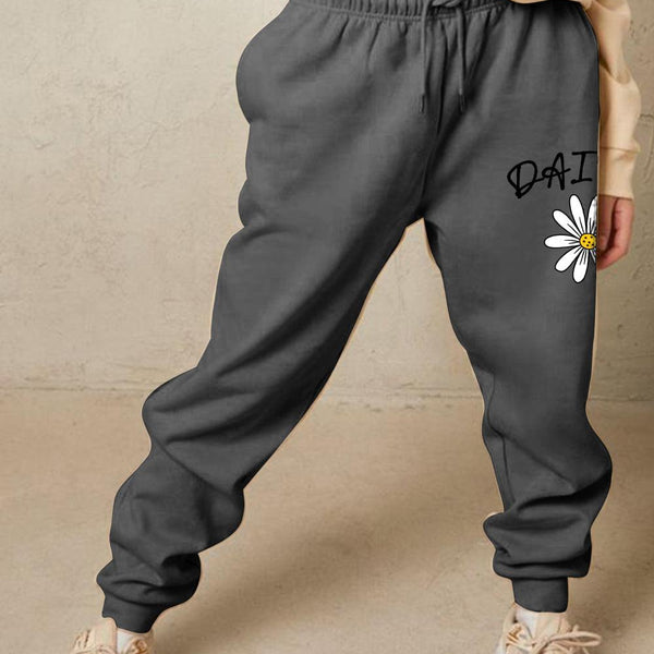 Simply Love Full Size Drawstring DAISY Graphic Long Sweatpants - Crazy Like a Daisy Boutique