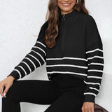 Mock Neck Long Sleeve Zip-Up Sweater - Crazy Like a Daisy Boutique #