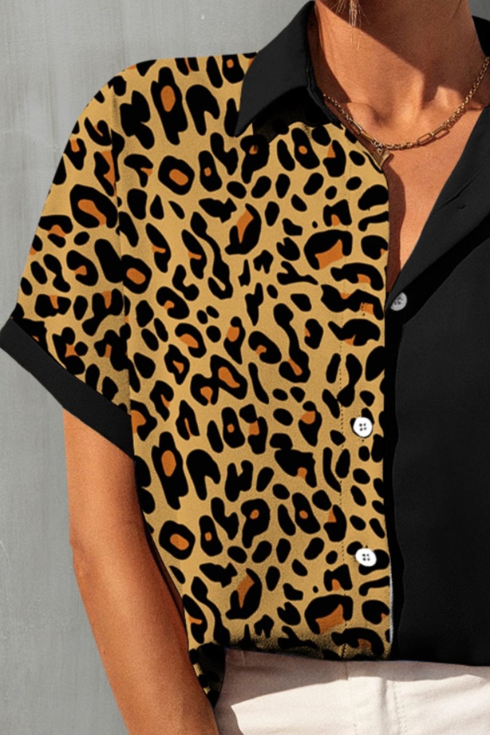 Leopard Button Up Short Sleeve Shirt - Crazy Like a Daisy Boutique #