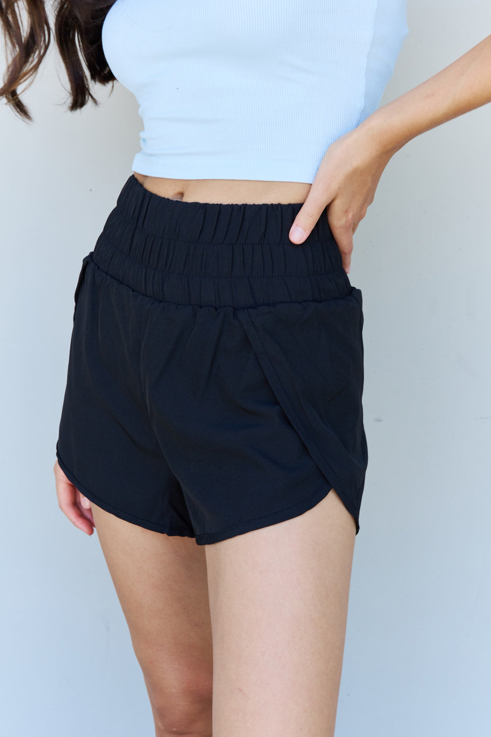 Ninexis Stay Active High Waistband Active Shorts in Black - Crazy Like a Daisy Boutique #