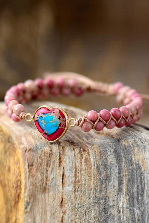 Handmade Heart Shape Natural Stone Bracelet - Crazy Like a Daisy Boutique