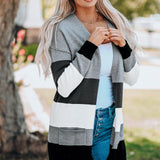 Color Block Open Front Ribbed Cuff Cardigan with Pockets - Crazy Like a Daisy Boutique