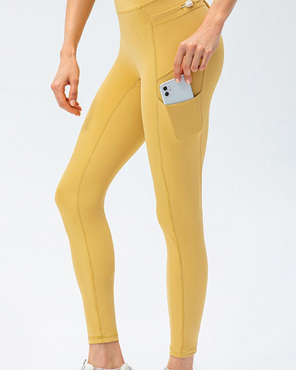 Full Size Slim Fit High Waist Long Sports Pants with Pockets - Crazy Like a Daisy Boutique