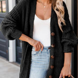 Full Size Button-Up V-Neck Long Sleeve Cardigan - Crazy Like a Daisy Boutique