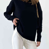 Mock Neck Dropped Shoulder Sweater - Crazy Like a Daisy Boutique #