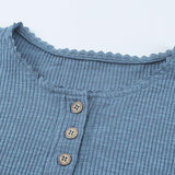 Crochet Lace Hem Sleeve Button Top - Crazy Like a Daisy Boutique