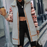 Geometric Zip-Up Collared Sherpa Jacket - Crazy Like a Daisy Boutique