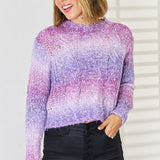 Gradient Round Neck Long Sleeve Sweater - Crazy Like a Daisy Boutique #