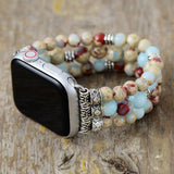 Synthetic Imperial Jasper Beaded Watchband Bracelet - Crazy Like a Daisy Boutique #