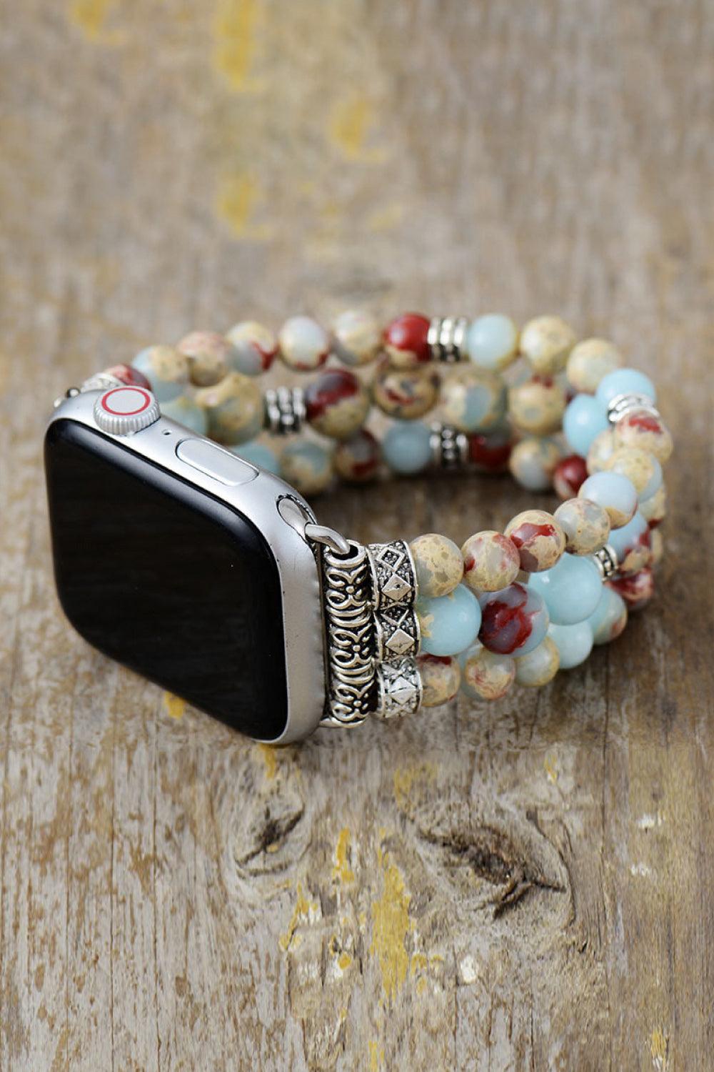 Synthetic Imperial Jasper Beaded Watchband Bracelet - Crazy Like a Daisy Boutique #