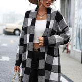 Plaid Dropped Shoulder Cardigan with Pocket - Crazy Like a Daisy Boutique