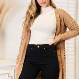 Woven Right Openwork Horizontal Ribbing Open Front Cardigan - Crazy Like a Daisy Boutique #
