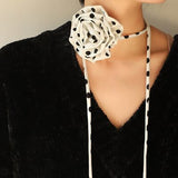 Polka Dot Camellia Flower Tie Choker Necklace - Crazy Like a Daisy Boutique #