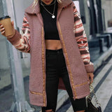 Geometric Zip-Up Collared Sherpa Jacket - Crazy Like a Daisy Boutique