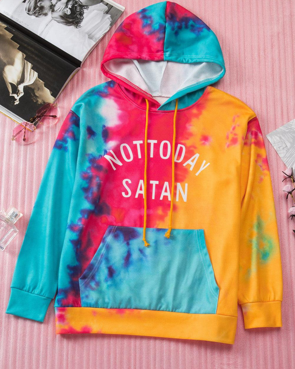 Tie-Dye NOT TODAY SATAN Hoodie - Crazy Like a Daisy Boutique