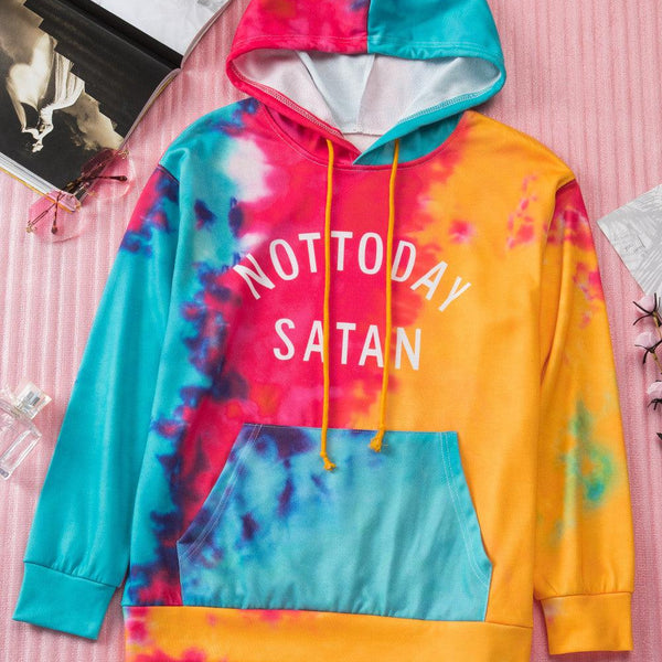 Tie-Dye NOT TODAY SATAN Hoodie - Crazy Like a Daisy Boutique