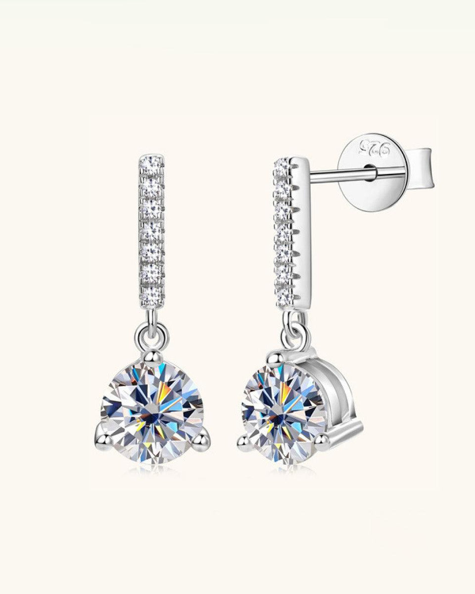 2 Carat Moissanite 925 Sterling Silver Drop Earrings - Crazy Like a Daisy Boutique