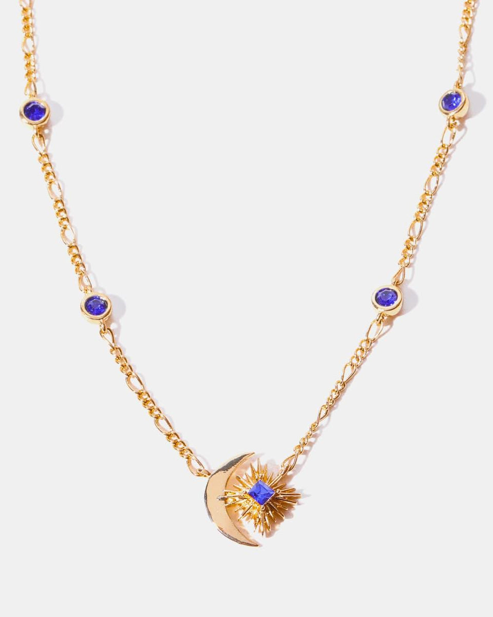 Moon & Star Shape Zircon Pendant Necklace - Crazy Like a Daisy Boutique