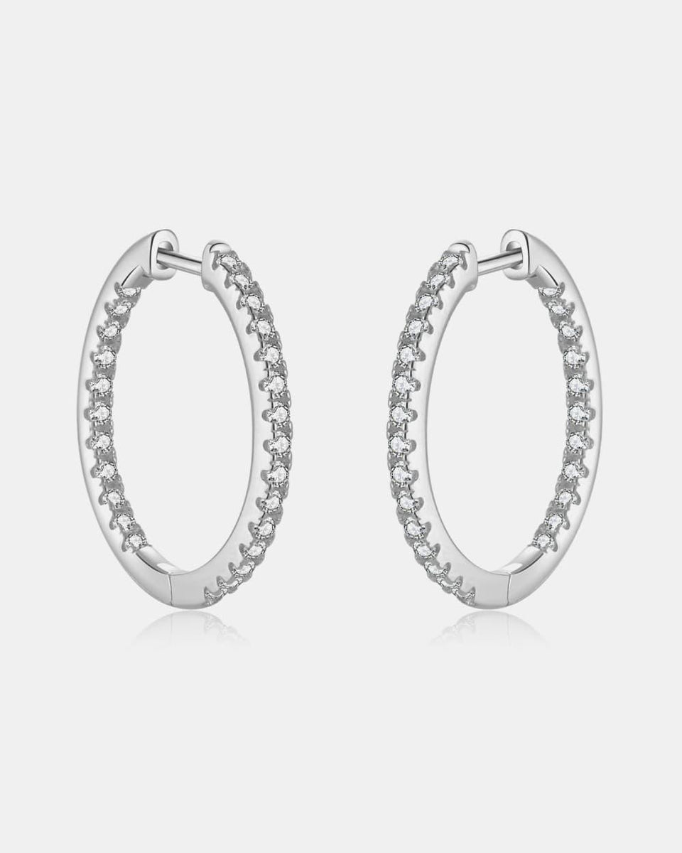 Inlaid Zircon 925 Sterling Silver Huggie Earrings - Crazy Like a Daisy Boutique