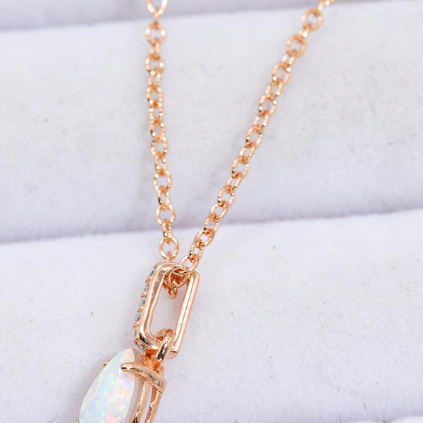 Opal Pendant 925 Sterling Silver Chain-Link Necklace - Crazy Like a Daisy Boutique