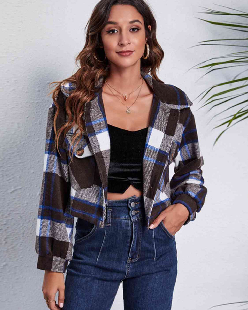 Plaid Button Front Jacket with Pockets - Crazy Like a Daisy Boutique