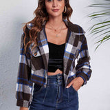 Plaid Button Front Jacket with Pockets - Crazy Like a Daisy Boutique