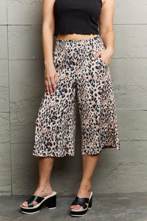 Ninexis Leopard High Waist Flowy Wide Leg Pants with Pockets - Crazy Like a Daisy Boutique #