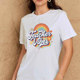Simply Love Full Size TEACHER VIBES Graphic Cotton T-Shirt - Crazy Like a Daisy Boutique #