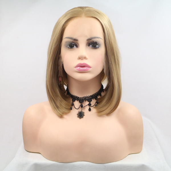 13*3" Lace Front Wigs Synthetic Mid-length Straight 12" 130% Density - Crazy Like a Daisy Boutique #