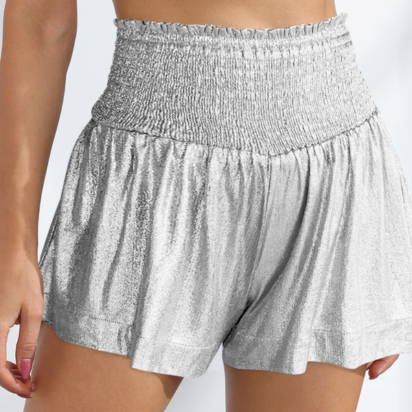 Glitter Smocked High-Waist Shorts - Crazy Like a Daisy Boutique #