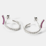 Inlaid Zircon 925 Sterling Silver C-Hoop Earrings - Crazy Like a Daisy Boutique