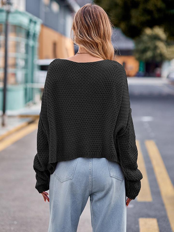 Round Neck Cable-Knit Sweater - Crazy Like a Daisy Boutique
