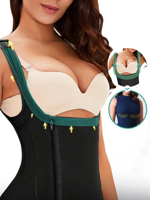 Full Size Side Zip Up Wide Strap Shapewear - Crazy Like a Daisy Boutique