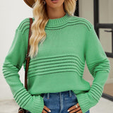 Round Neck Opnework Long Sleeve Pullover Sweater - Crazy Like a Daisy Boutique