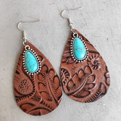 Artificial Turquoise Teardrop Earrings - Crazy Like a Daisy Boutique #