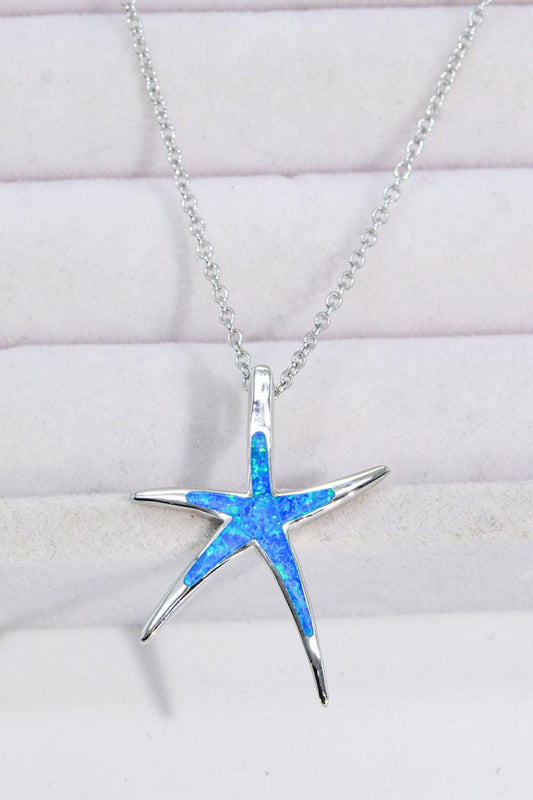 Blue Opal Starfish Pendant Necklace - Crazy Like a Daisy Boutique #