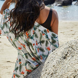Printed Open Front Half Sleeve Cover Up - Crazy Like a Daisy Boutique #