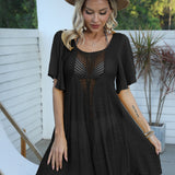 Openwork Flutter Sleeve Cover-Up Dress - Crazy Like a Daisy Boutique #