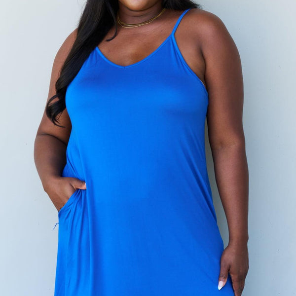 Ninexis Good Energy Full Size Cami Side Slit Maxi Dress in Royal Blue - Crazy Like a Daisy Boutique