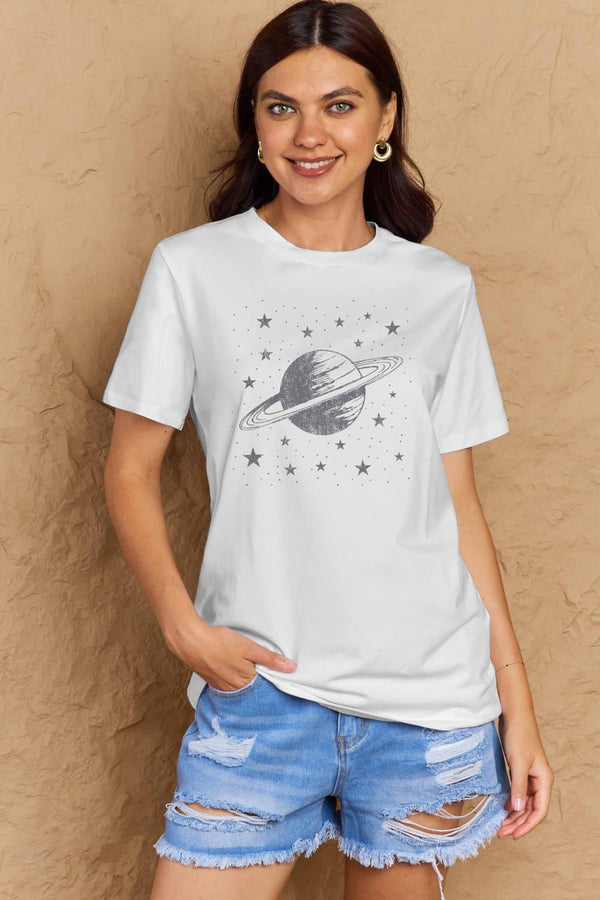 Simply Love Full Size Planet Graphic Cotton T-Shirt - Crazy Like a Daisy Boutique